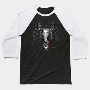 Geometric Gltich, Steer Skull Baseball T-Shirt